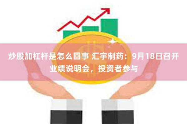 炒股加杠杆是怎么回事 汇宇制药：9月18日召开业绩说明会，投资者参与